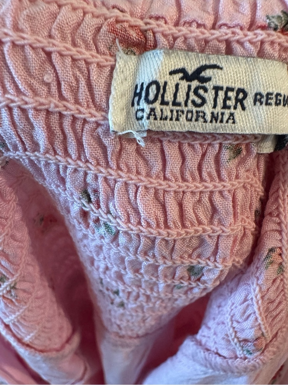 Hollister Pink Floral Smocked Tie-Strap Dress - Picture 6 of 7